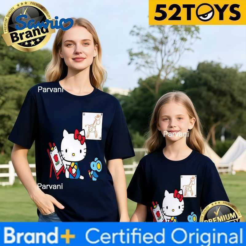 Sanrio 52TOYS Hello Kitty Artist Print Family T-shirts 2026 Summer 100 Cotton Casual Loose Parent-Child Y2k Tees Single Piece3Pcs H260302