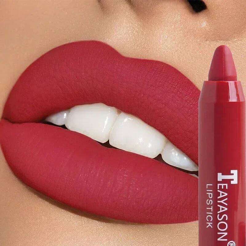 Nude Velvet Matte Lipstick Long Lasting Waterproof Color Rendering Non-stick Cup Lip Glaze Lips Liner Pencil Woman Cosmetics H260302