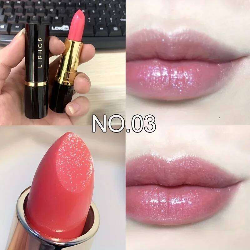 Shimmer Coral Metallic Lipstick Waterproof High Pigment Glitter Diamond Sparkling Pearl Lip Gloss for Shiny Cosmetics H260302
