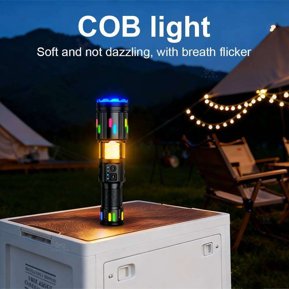 Dual Flashlights High White Laser Rechargeable LED Flashlight Tactical Torch Power Bank Outdoor Camping Hiking Light Z260301