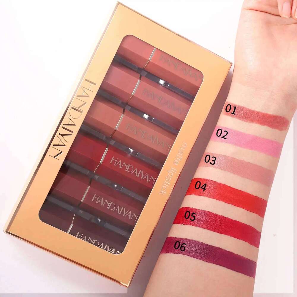 6 Pcs Matte Velvet Nude Lipstick Set Waterproof Long Lasting Red Brown Pigments Makeup For Sexy Lips Professional H260302
