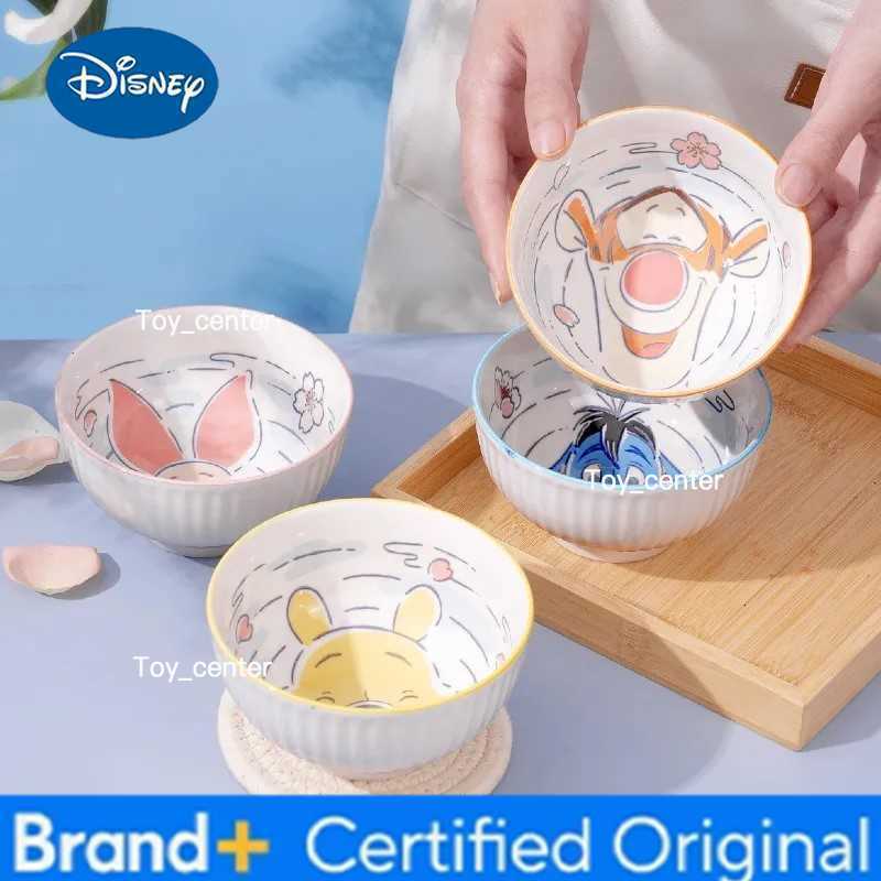 Disney Pooh Bear Household Ceramic Bowl Cute Styling Rice Bowl Anti-wear Tableware Childrens Birthday Gifts H260302