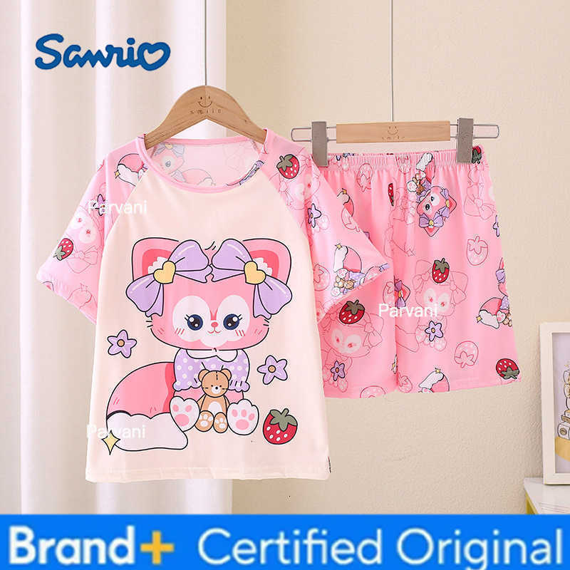 Sanrio Girls Pajamas Sets Cute Cartoon Short Sleeve Kids Pyjama Snow White Princess Elsa Mickey Mouse Print Summer Pijama H260302