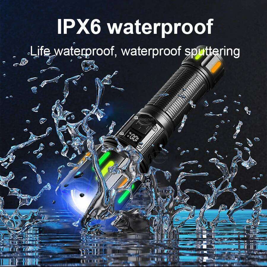 8000000LM Strong Light Flashlight Most Powerful LED 800W Super Bright Flashlights Type C Rechargeable Lamp Long Shot Torch Z260301