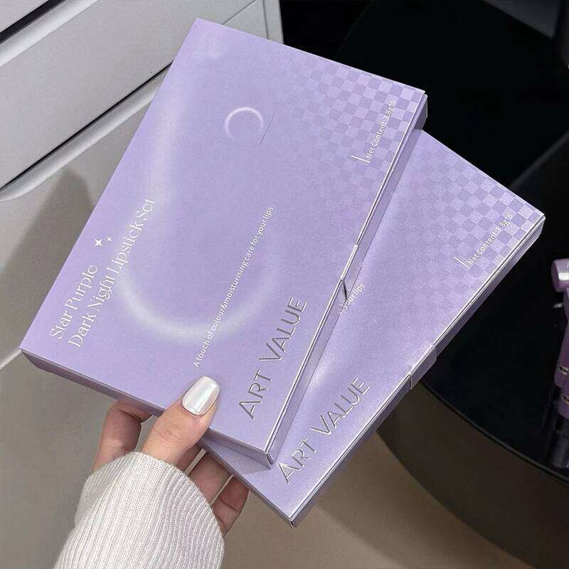 5 Colors Purple Bar Tube Black Easy Coloring Matte Velvet Long-lasting Red Lipstick Christmas Gift 5PCS H260302