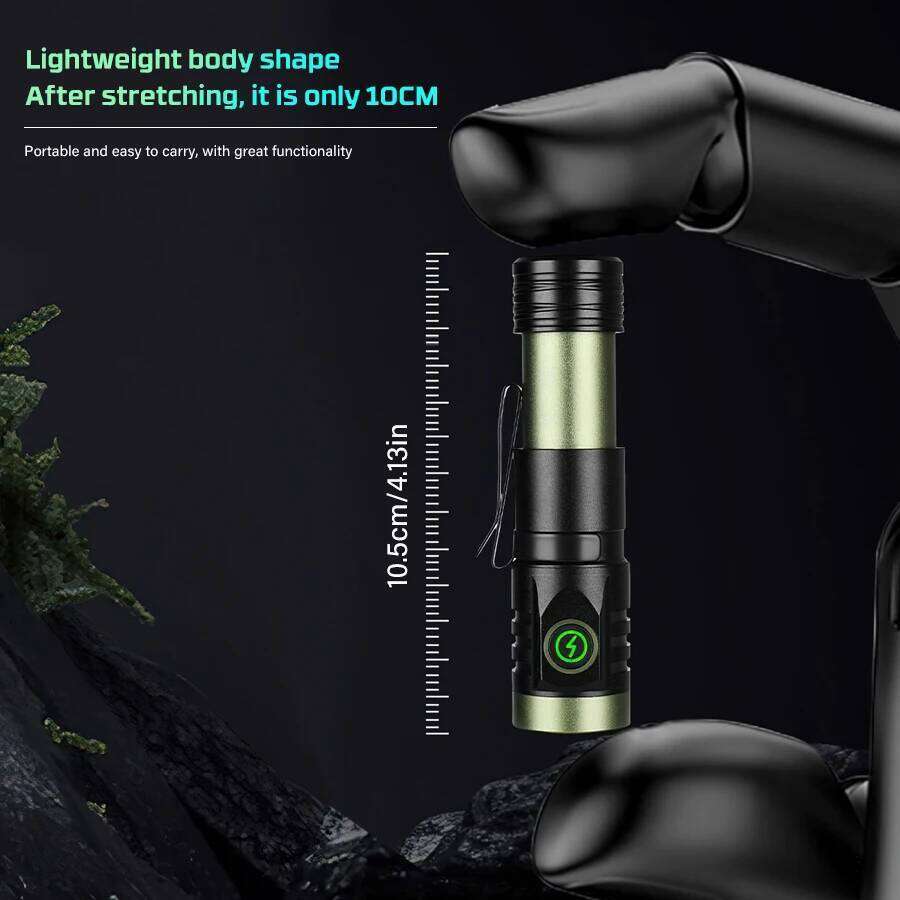 Rechargeable compatible 18650 and 18350 , LED super bright flashlight, magnetic suction, with pen clip Z260301