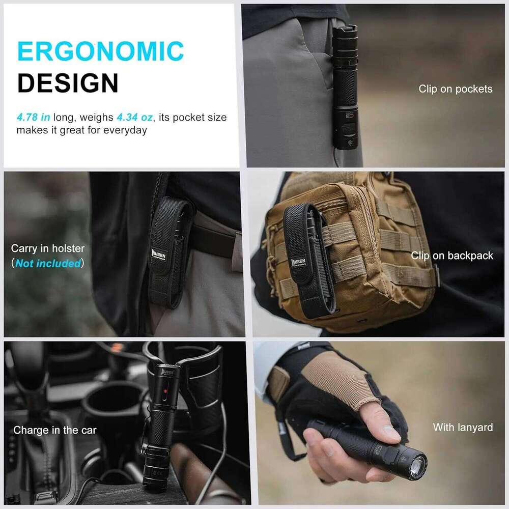 WUBEN C3 1200 High Lumens Rechargeable 6 Modes IP68 Waterproof LED Tactical Flashlight for Camping Hunting Z260301