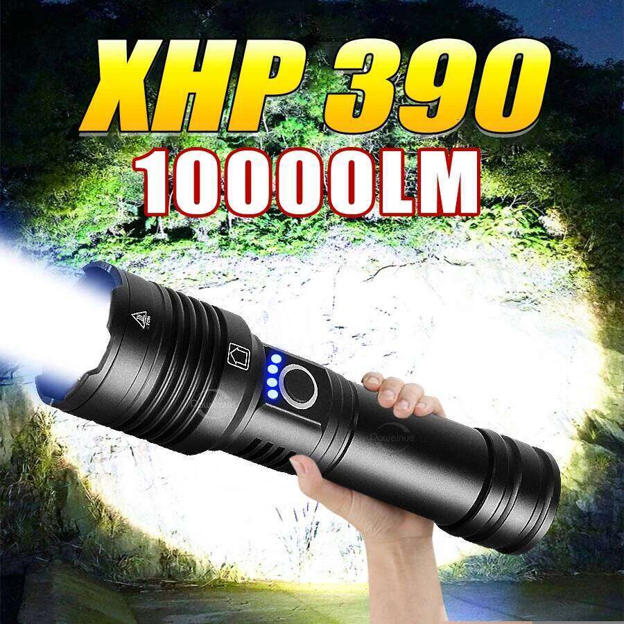 XHP390 Super Powerful LED USB Rechargeable Torch Light Tactical High Power Flashlight Waterproof Hand Lantern Camping Z260301