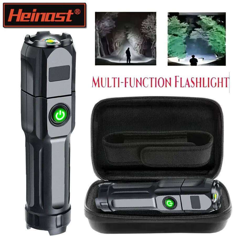 Portable LED Camping Torch Tactical Flashlight High Power Rechargeable USB Waterproof Spotlight Zoom Fishing Hunting Work Lamp Z260301