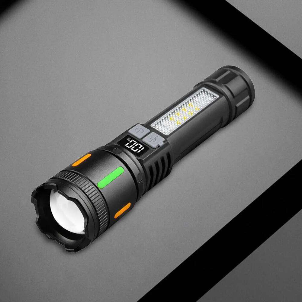Telescopic Focus Torch USB Charging Handheld LED Flashlight Power Display 1200mAh Powerful Zoom Lamp for Camping Hiking Z260301