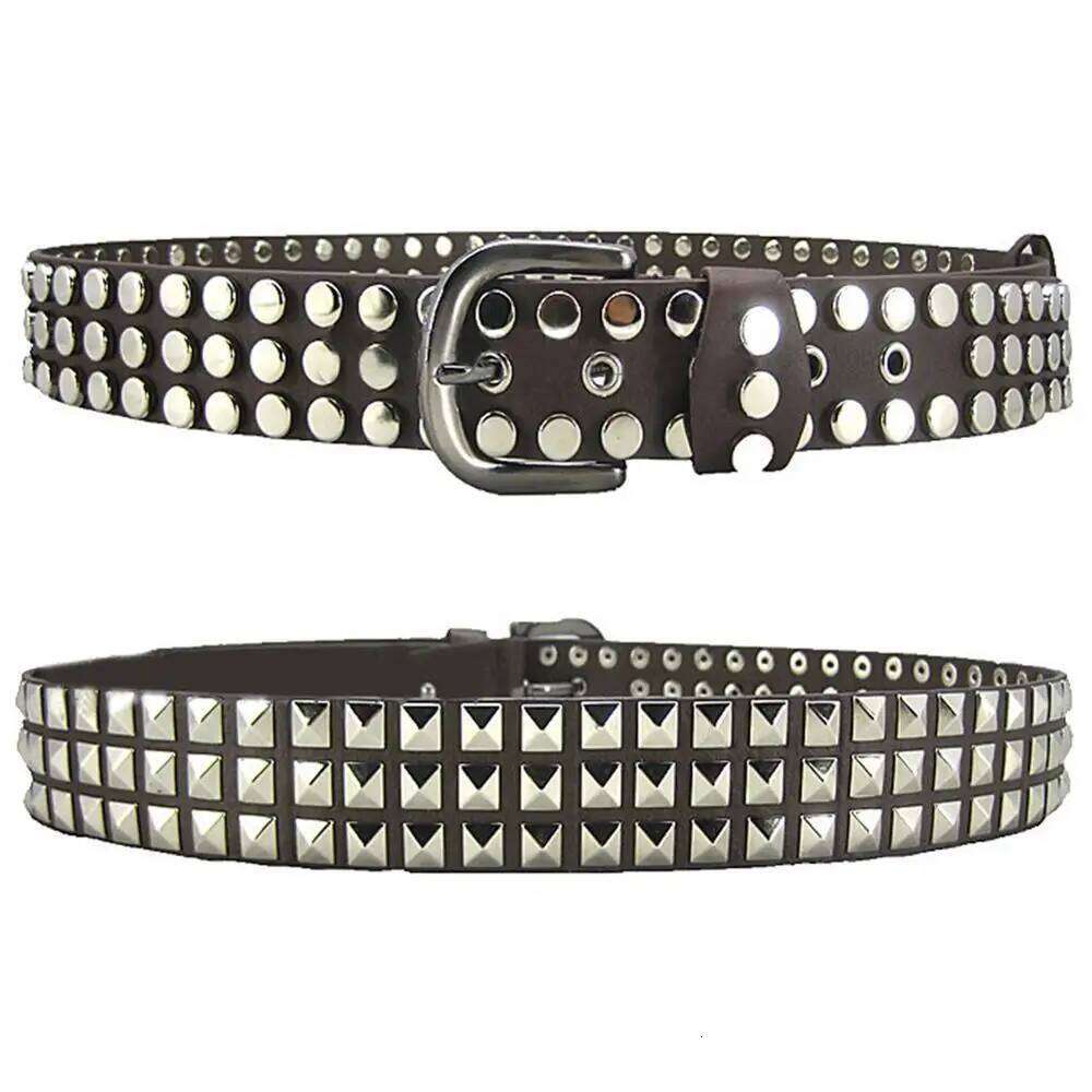Unisex Women Men Rivet Belt Vintage Faux Leather Pin Buckle Hip Hop Studded Waistband Strap Punk Rock Belts S260228
