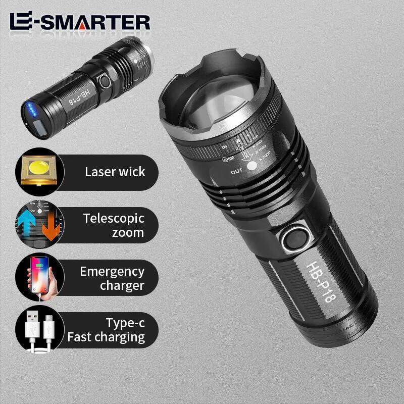 White Laser High-power Torch 4500mAh Telescopic Zoom Hand Tactical Flashlight 18650 Ultra-Long-Range Camping Fishing Light Z260301
