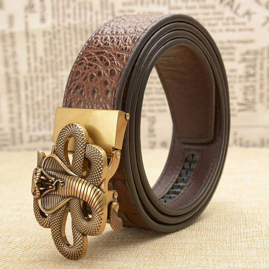 New Style Snake High Quality Genuine Leather Belts Strap Male Retro Cobra Automatic Buckle Belt for Men S260228