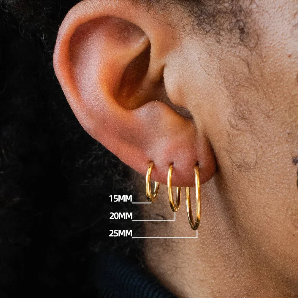 Classic Stainless Steel Ear Buckle for Women Trendy Gold Color Small Large Circle Hoop Earrings Punk Hip Hop Jewelry Accessories 260228
