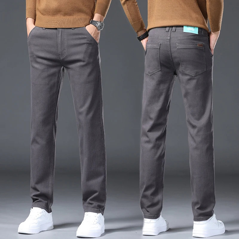 Classic Style 3 Colors Autumn Mens Slim Brown Jeans High Quality Business Casual Stretch Denim Pants Male Trousers 260228