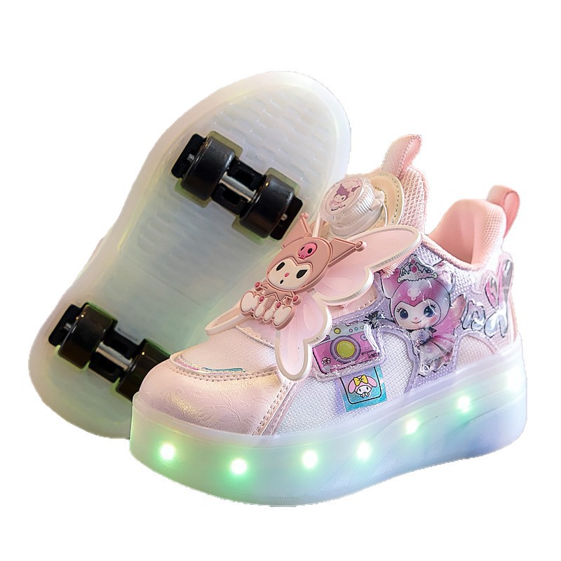 Free shipping Outdoor Sports kid Shoes Children's Roller Girls Trendy Four-Wheel Sneakers Invisible Skate Shoes with Wheels for Students Size 28-