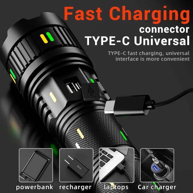 30W High Strong Power Flashlights Tactical Emergency Spotlights Telescopic Zoom Built-in Battery USB Rechargeable Camping Torch Z260301