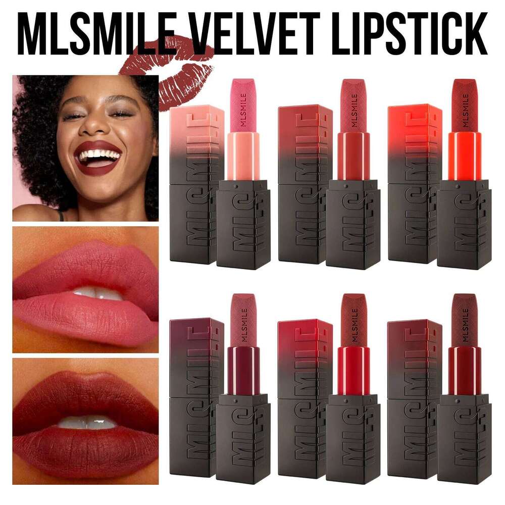 6-Color Embossed Matte Lipstick, Easy to Apply, Moisturizing Natural Finish Long-Lasting Smooth Texture for Soft and Elegant H260302