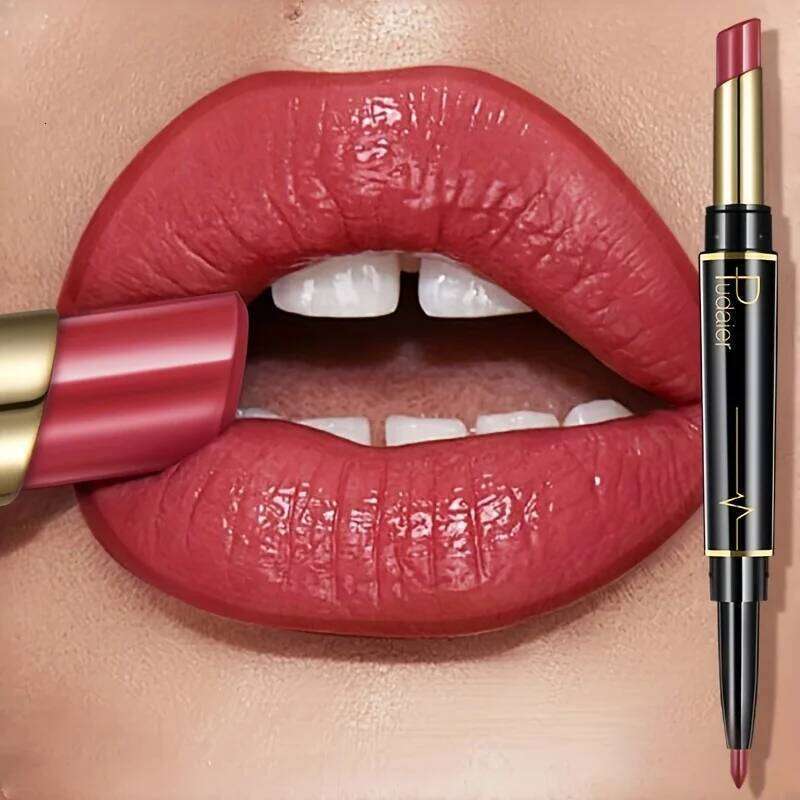 Double Ended Liner and Lipstick 2 in 1, Waterproof Matte Long Lasting Smooth Pen, Nude Lip Makeup for Women H260302