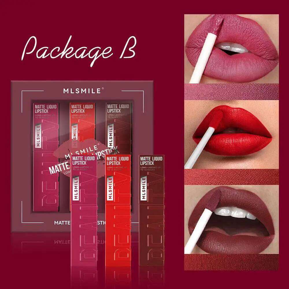 6 Colors Sexy Matte Nude Liquid Lipsticks Non-stick Cup Long Lasting Velvet Gloss Square Tube Tint Waterproof Lip Makeup H260302