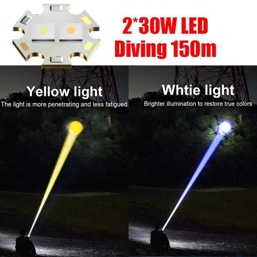 Professional Diving Flashlight Rechargeable USB Underwater Lantern IPX8 Waterproof Dive Torch Lights For Fishing Submarine Z260301