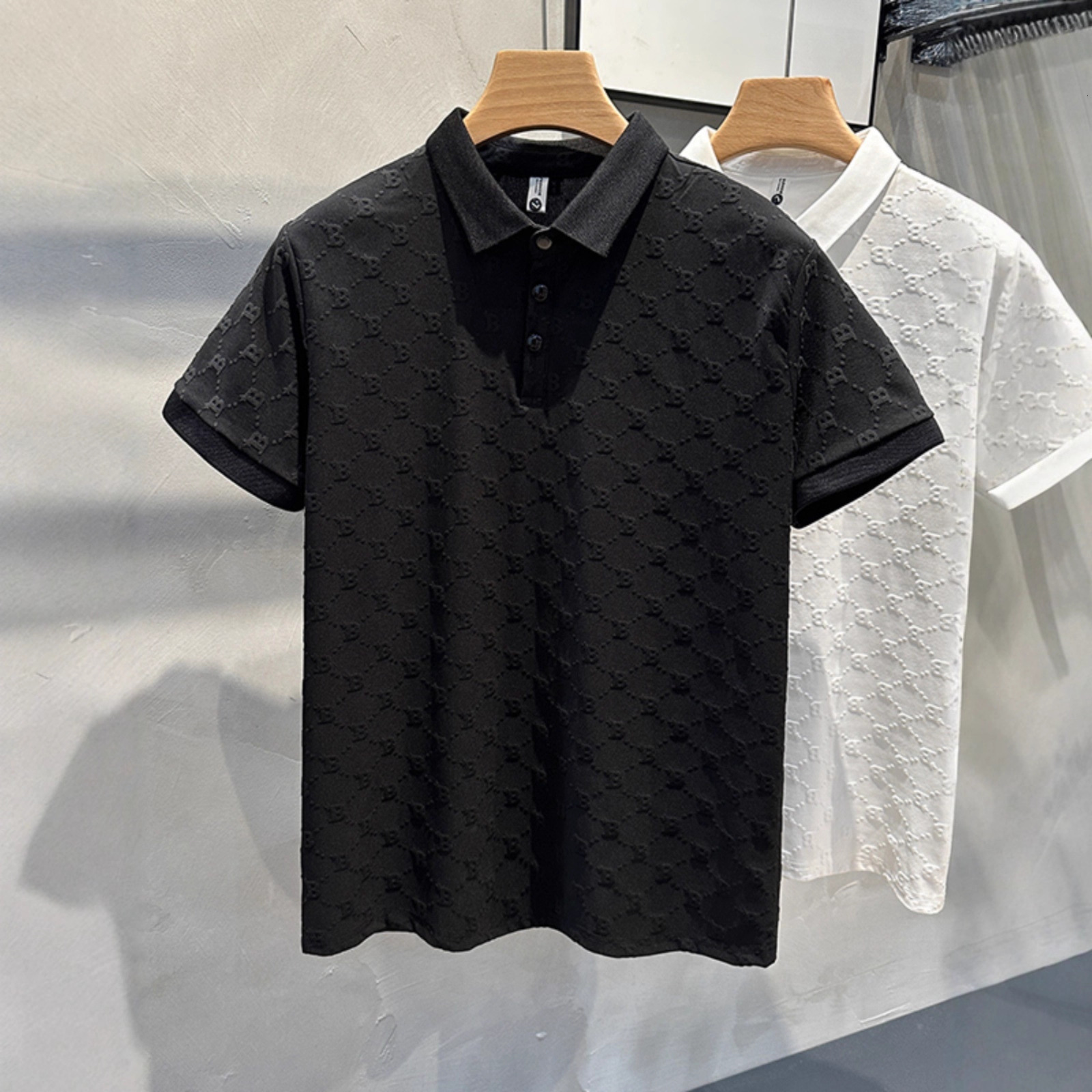 Luxury Designer Clothes European Fashion Luxury Light Casual White Polo Shirt For Men Summer Short-Sleeve Comfortable New Breathable Turn-Down Coll