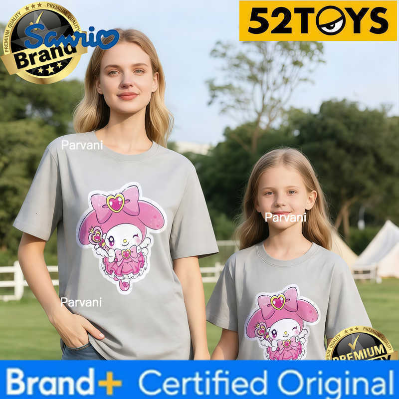 Sanrio 2026 Autumn-Winter Trending My Melody Magic Princess Print 100 Cotton Parent-Child T-Shirts High Quality Loose Casual Y2K H260302