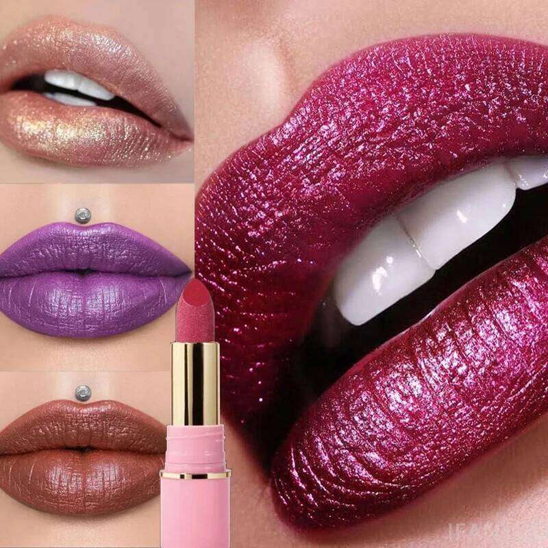 8 Colors Diamond Shimmer Purple Metallic Glitter Pearlescent Lip Tint Long Lasting Waterproof Lipstick Makeup Cosmetics H260302