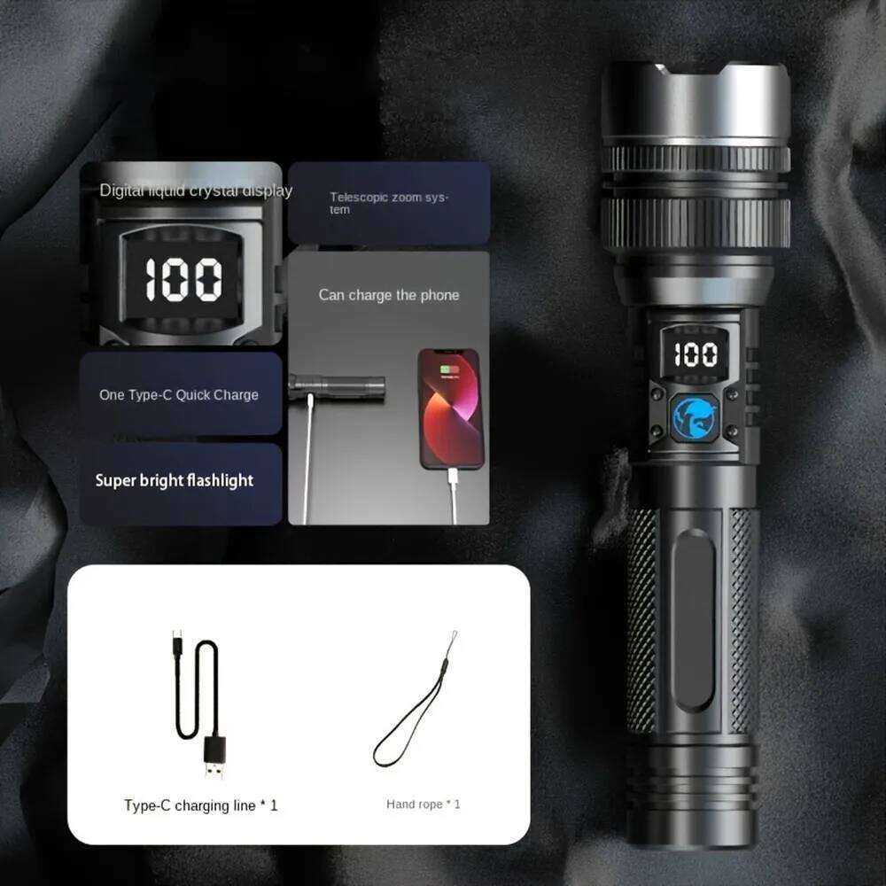 High Power Long Range LED Flashlight Built-in Battery USB Rechargeable Strong Light Tactical Torch Outdoor Camping Hiking Lamp Z260301