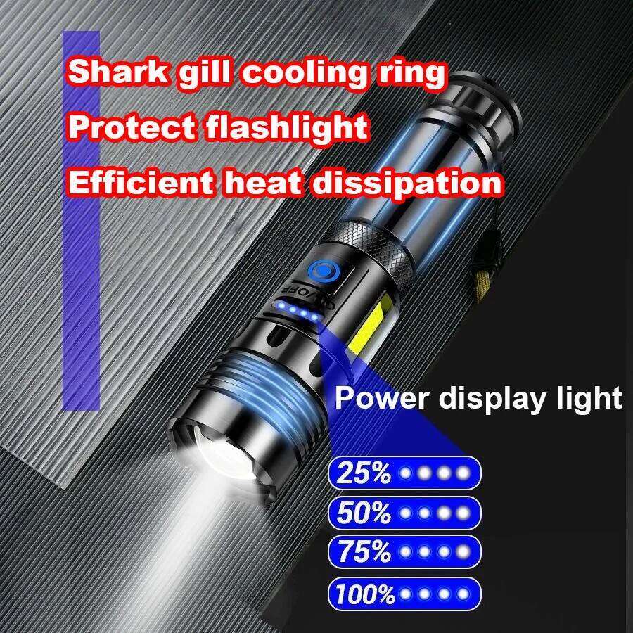 Most Powerful LED Flashlights Rechargeable Tactical Torch Ultra Bright Portable Lamp Oudoot Camping Lantern Built-in Battery Z260301
