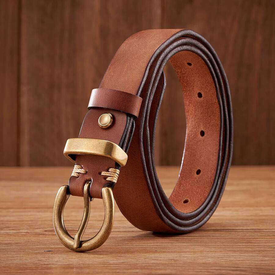 2.8CM Ladies Pure Cowhide High Quality Genuine Leather Belts for Women Brass Buckle Jeans Cowboy Waist Belt Luxury Designer S260228