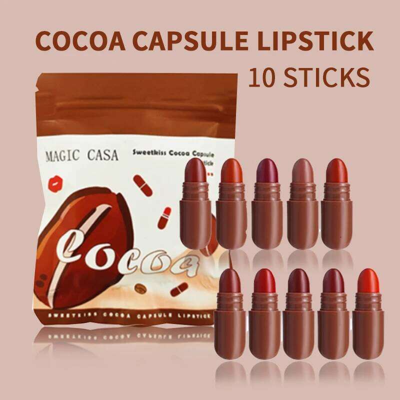 10-Color Capsule Lipstick Set Featuring Naturally Long-Lasting Mini Matte Lipsticks And Lip Gloss,Long-lasting makeup H260302