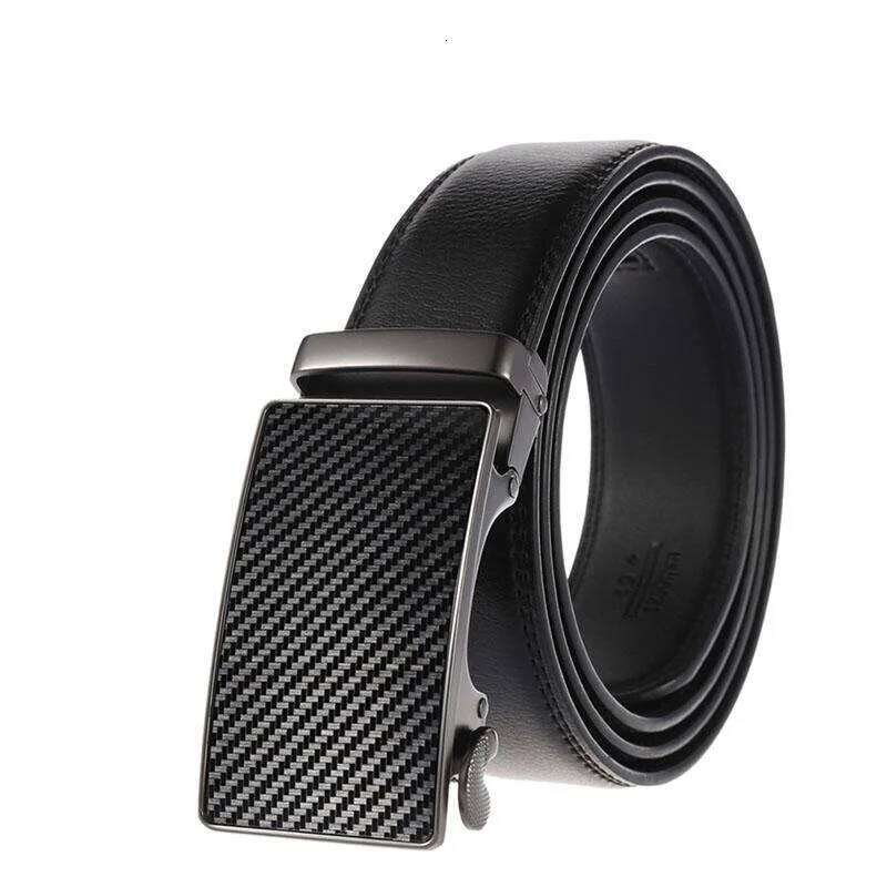 Automatic Leather Belts for Men Belt Carbon Fiber Grain Buckle 80-170cm S260228