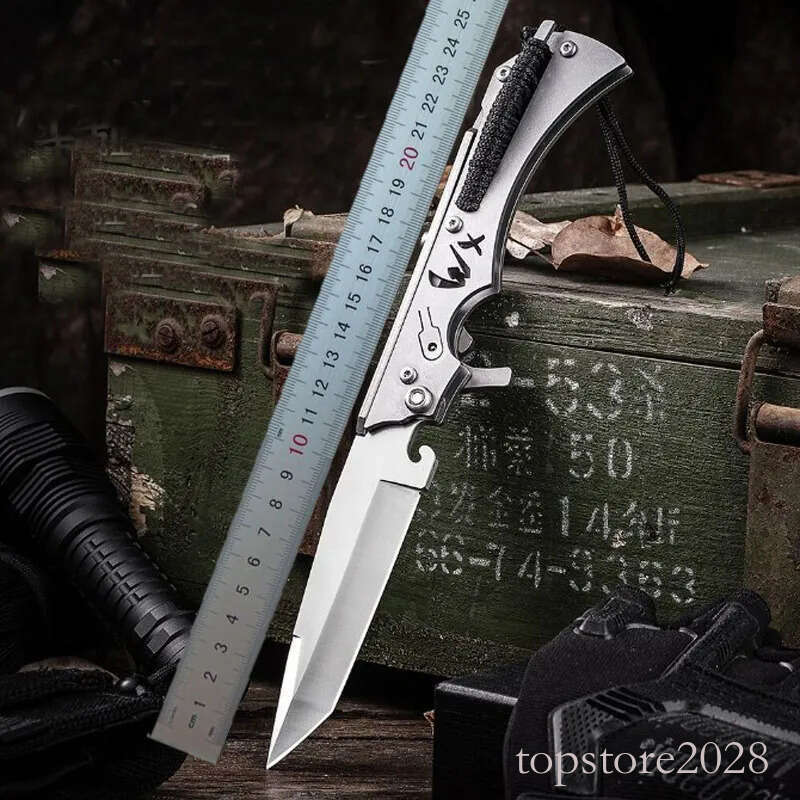 Special Offer WX New Design Tactical Folding Knife 9Cr13Mov Titanium Coated Tanto Point Blade Stainless Steel Handle Knives With Nylon Bag