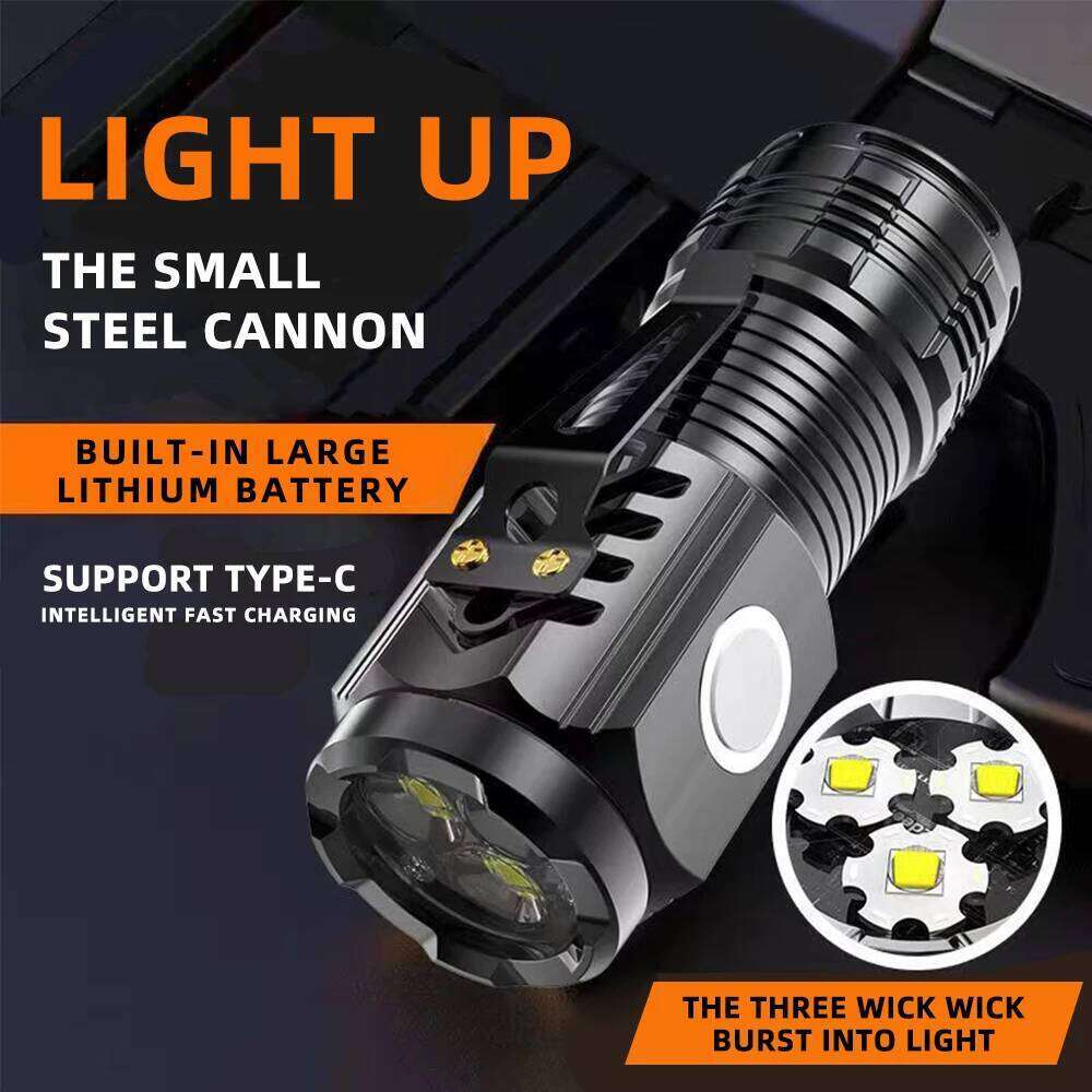 BOOIU Super Bright Flashlight 3 LED Portable Mini Burst Flash Torch Rechargeable Tail Magnet Outdoor Spotlight with Pen Clip Z260301