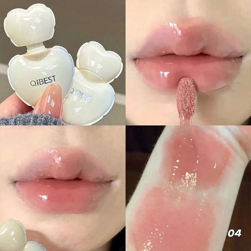 QIBEST 4 Colors Mirror Lips Gloss Jelly Hydrating Glaze Long Lasting Lipstick Tender Korean Cosmetics Lip Stain Tint H260302