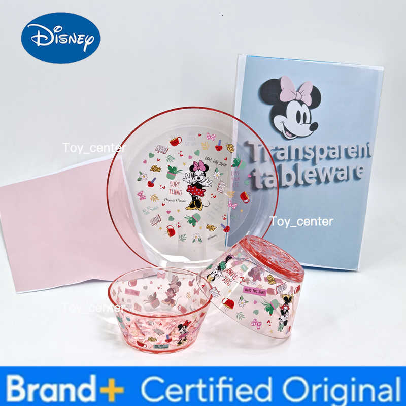 Disney 1pc cartoon Minnie Mouse AS plastic transparent plate bowl family dinner and birthday party gift tableware H260302