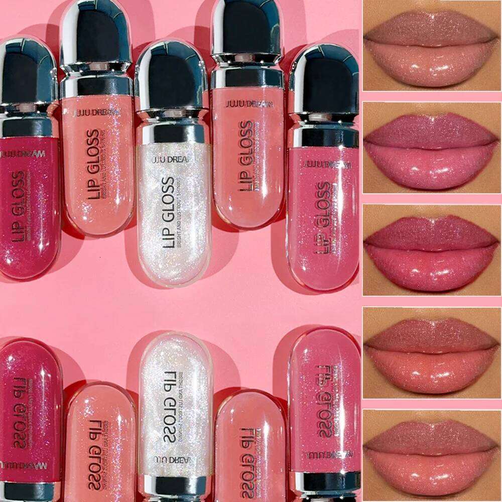Pearlescent Mirror Glaze Shimmer Moisturizing Repair Color Liquid Lip Gloss Plump Glossy Non Stick Cup 5 Colors H260302