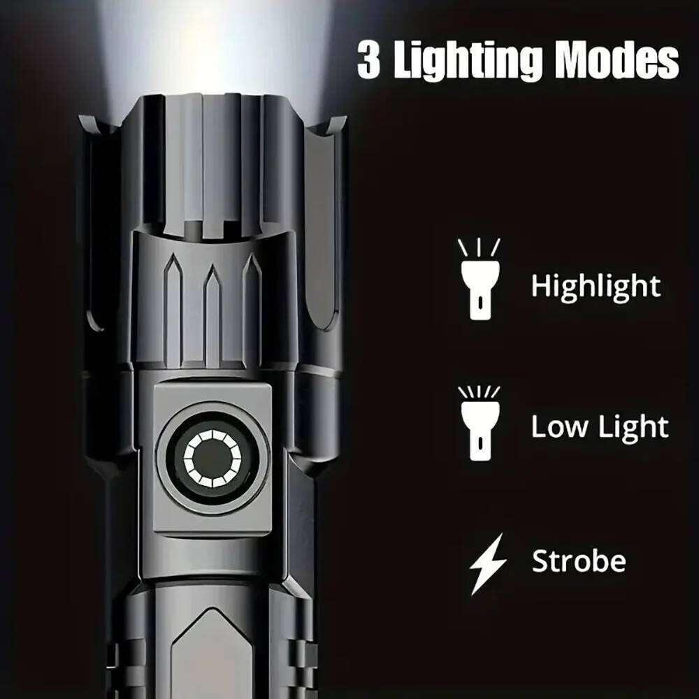 New High-Intensity Flashlight: For Outdoor, Home, Camping & Cycling Use, Long-Range, USB-Rechargeable, Zoomable LED Light Z260301