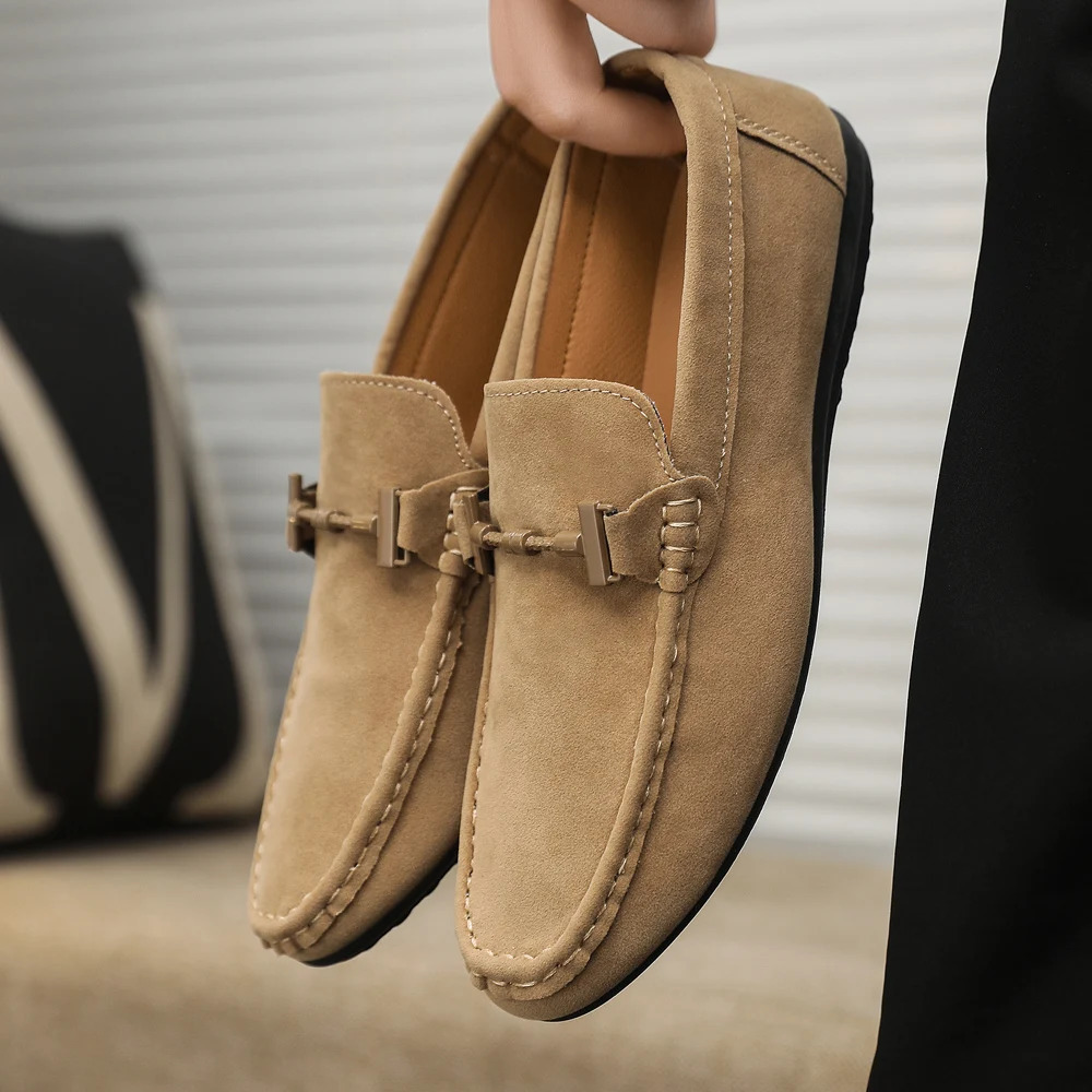 Autumn Faux Suede Casual Mens Shoes Comfortable Mens Work Shoes Stylish Versatile Driving Loafers Slip-On 260228
