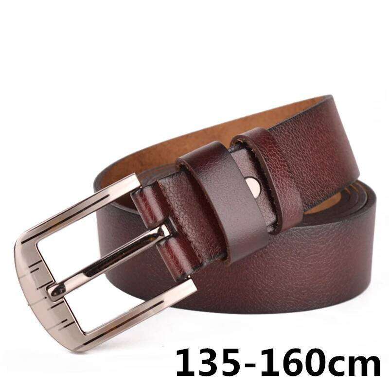 135cm -160cm Long Men'S Genuine Leather Big Belt Classic Casual Designer Pin Button Plus Size Belts Male Fat People Strap S260228