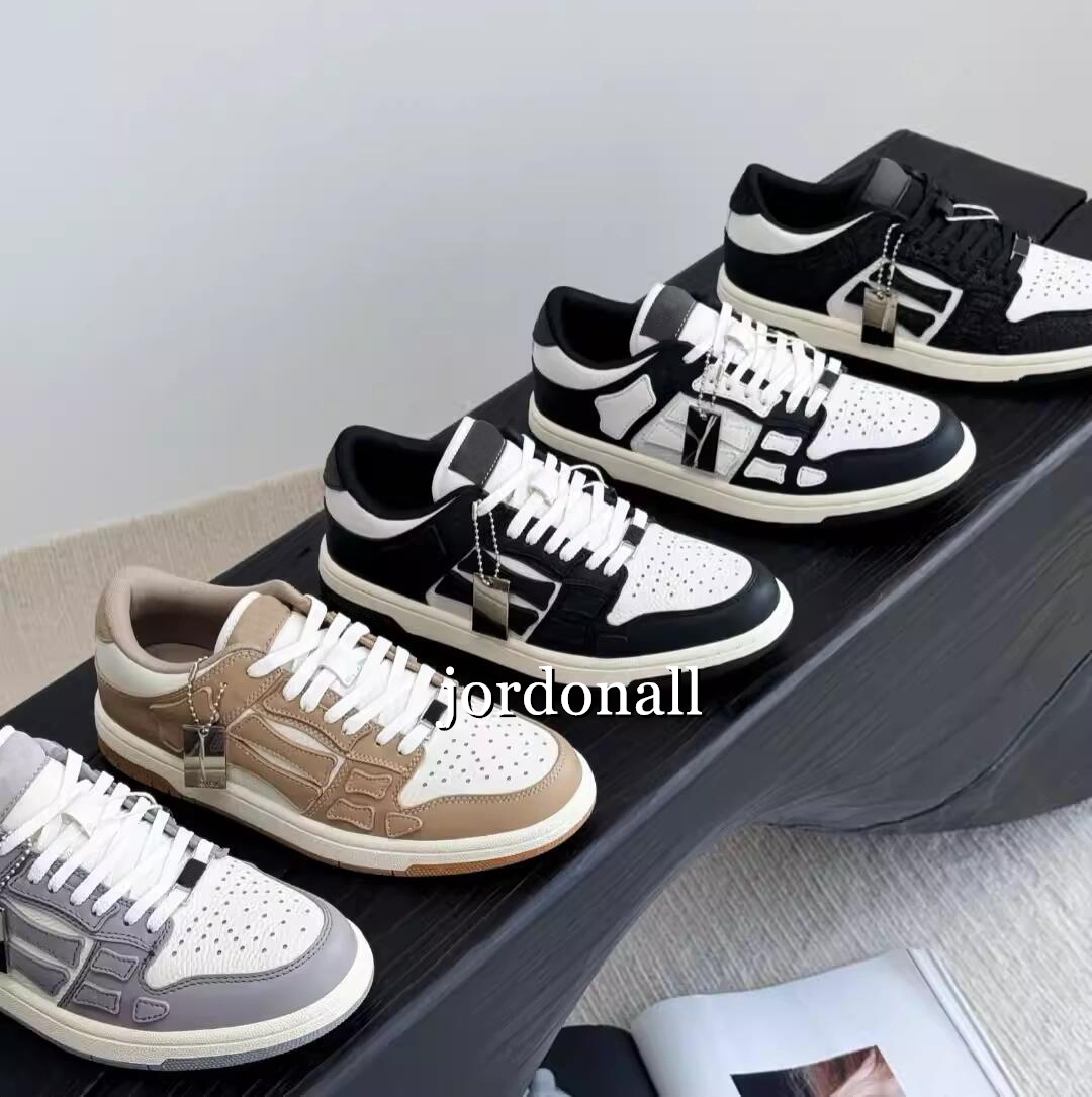 Designer Skel Top Low Casual Shoesr Skelet Bones Runner Top Low skel Skeleton shoes Women Men Skel-Top Low Retro Sneakers Black white Genuine Leather Lace Up Sneaker