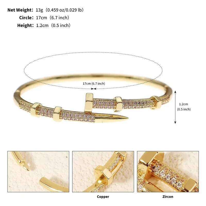 YISON New Female Nail Bracelets Trendy Zircon Bracelet for Women Everyday Party Festive Jewelry Girl's Gifts XJ260302