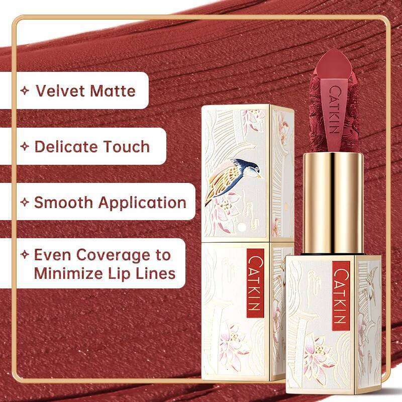 CATKIN Dreamworld Carving Lipstick, Waterproof Long Lasting Satin Nourish Moisturizing Smooth Soft 0.13 Ounce-Chinese Style H260302