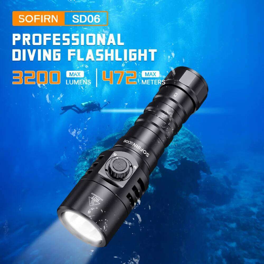 Sofirn SD06 Flashlight 3200lm SFT70 Powerful 21700 Underwater Diving Lantern Range 472m Deep Scuba Torch IP68 Waterproof Z260301