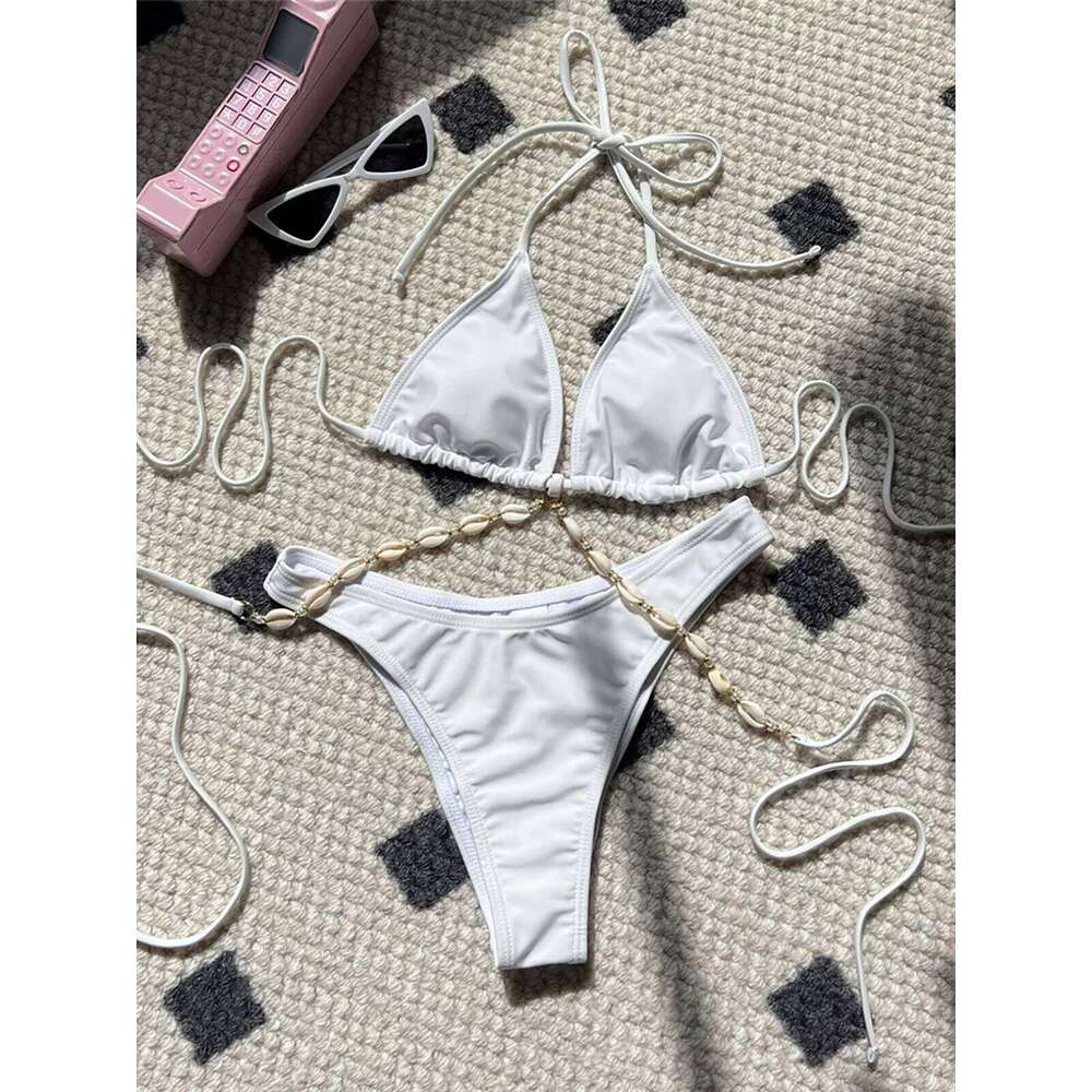 5 Colors Sexy Halter Shell Brazilian Female Swimsuit Women Swimwear Two-pieces Bikini set Bather Bathing Suit Swim K5469 Z260301