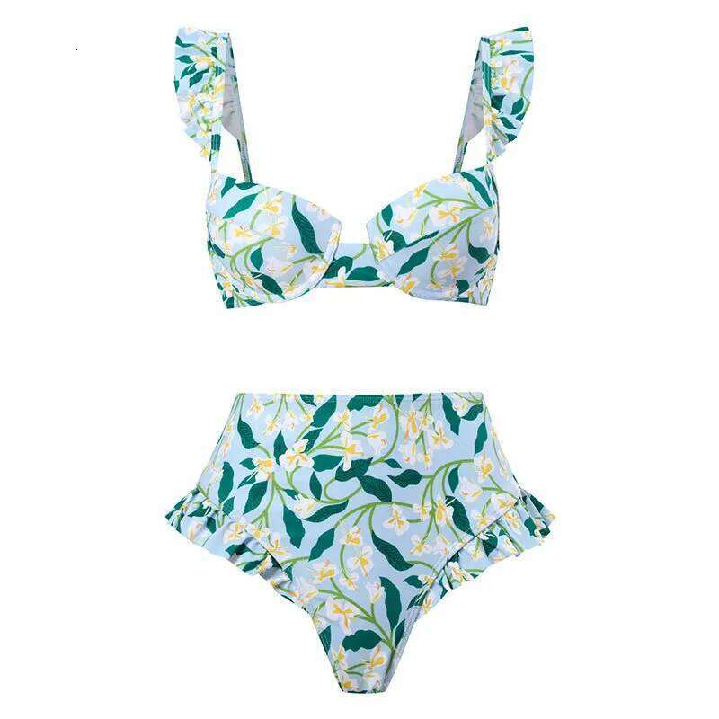 Fashion Women Retro Print Boho Bikini Sexy Summer Beach Spa Resort Brazilian Swimwear Split Swimsuit Set Z260301