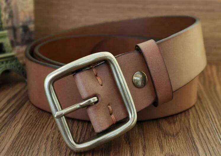 FTL Leather Pure Cowhide Handmade Retro Popular Logo Simple Youth Buckle Belt S260228