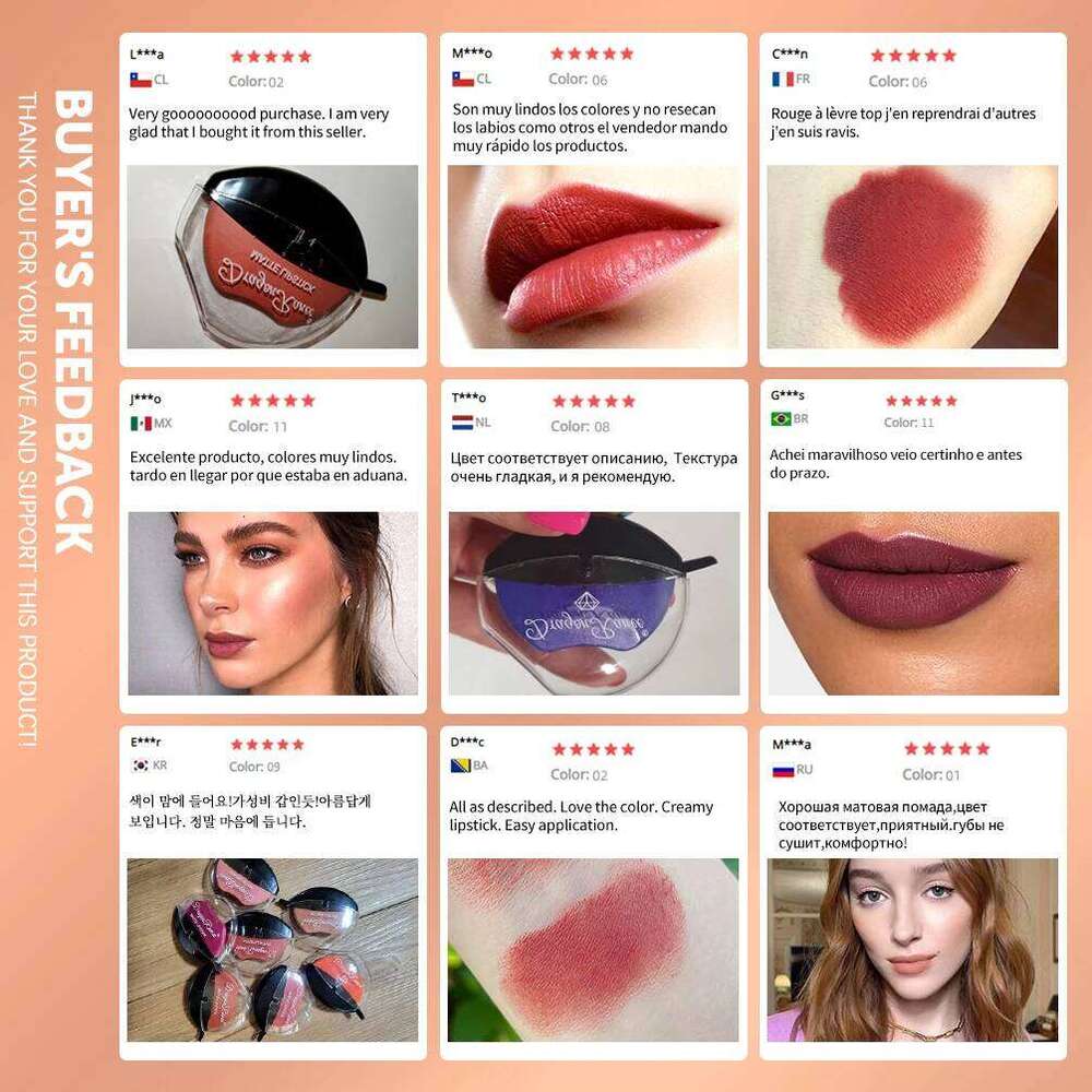 New Squeeze Into Lazy Lip-shaped Lipstick Moisturizing Matte Lip Makeup Tint Waterproof Nonstick Cup Lipgloss Korean H260302