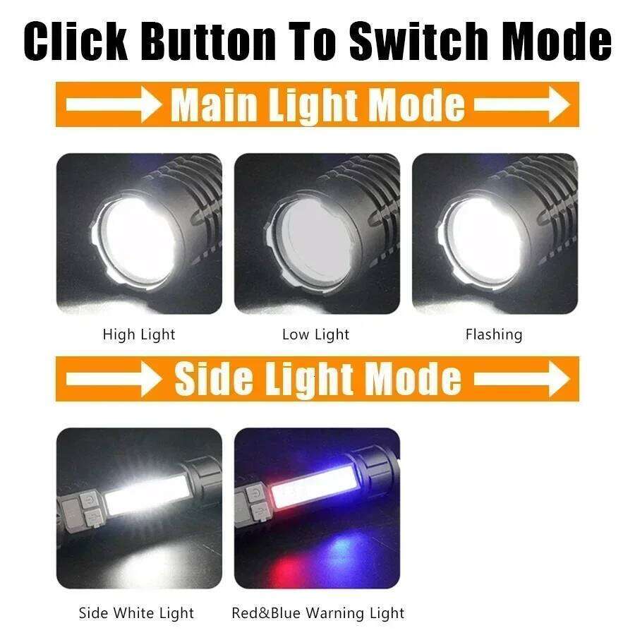 BALDR High Power AJ-004 Telescopic Zoom Built-in Battery Rechargeable Led Flashlight Outdoor Camping Hiking Torch Z260301